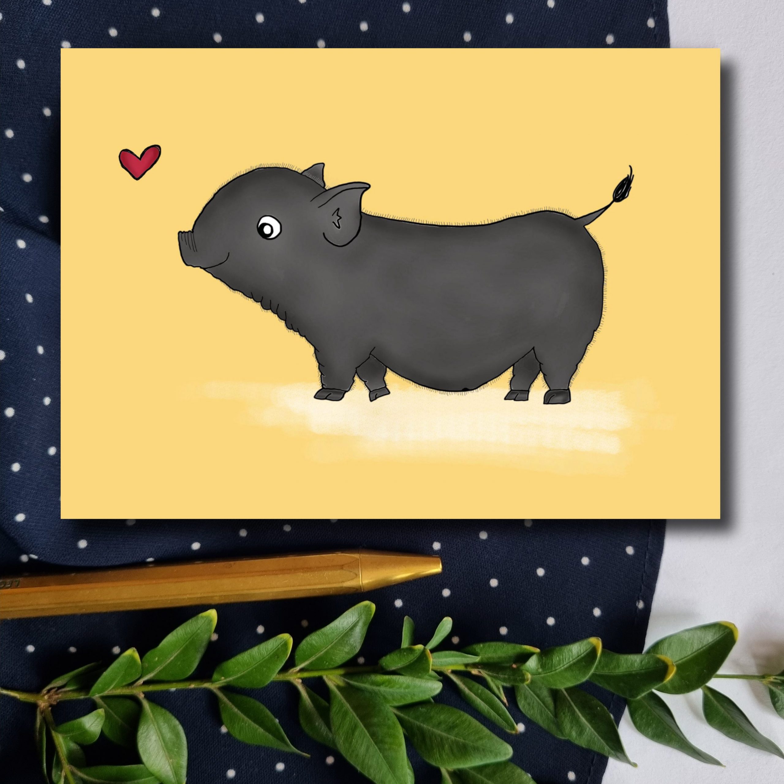 Hängebauchschwein Postkarte Geburtstag