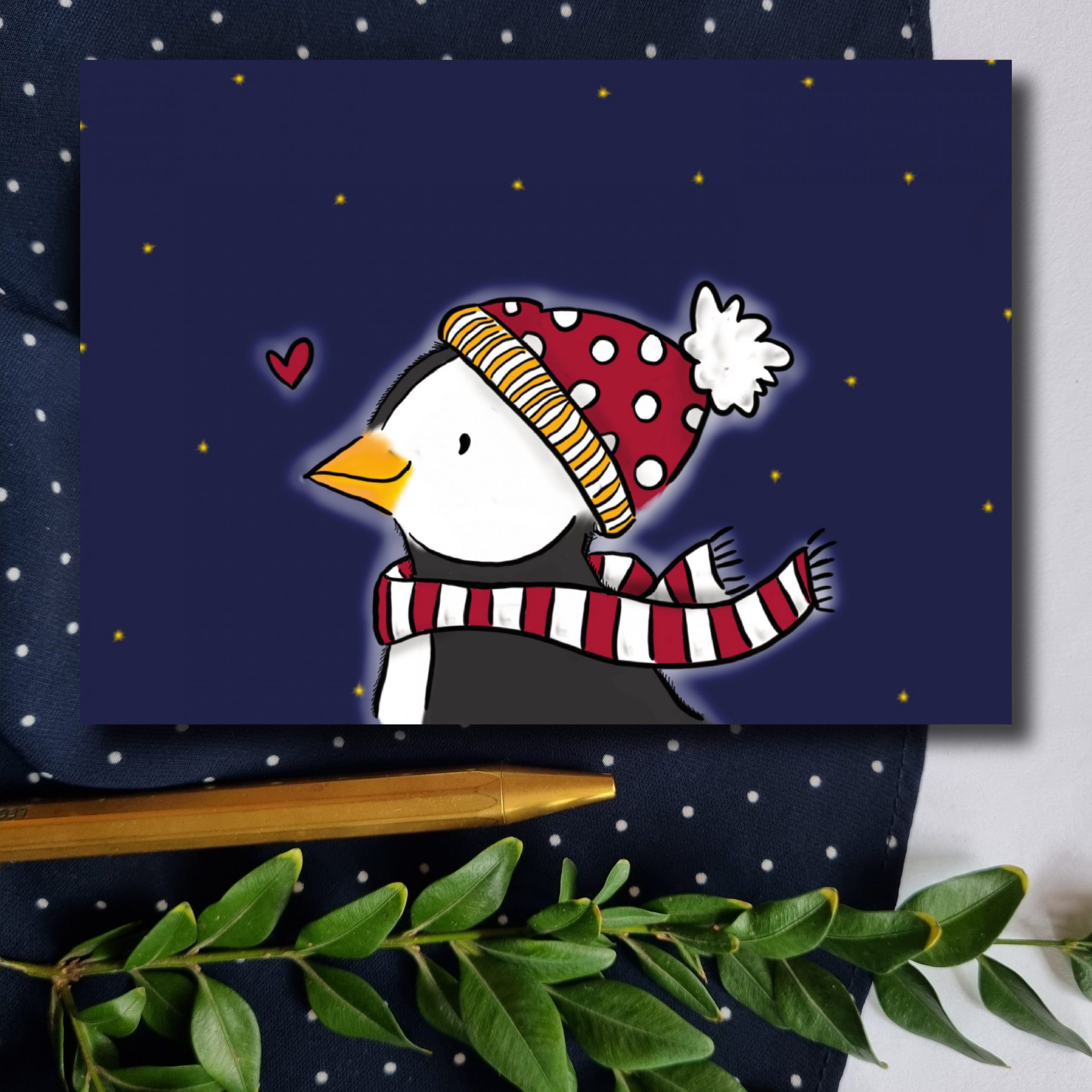 Pinguin Max Postkarte