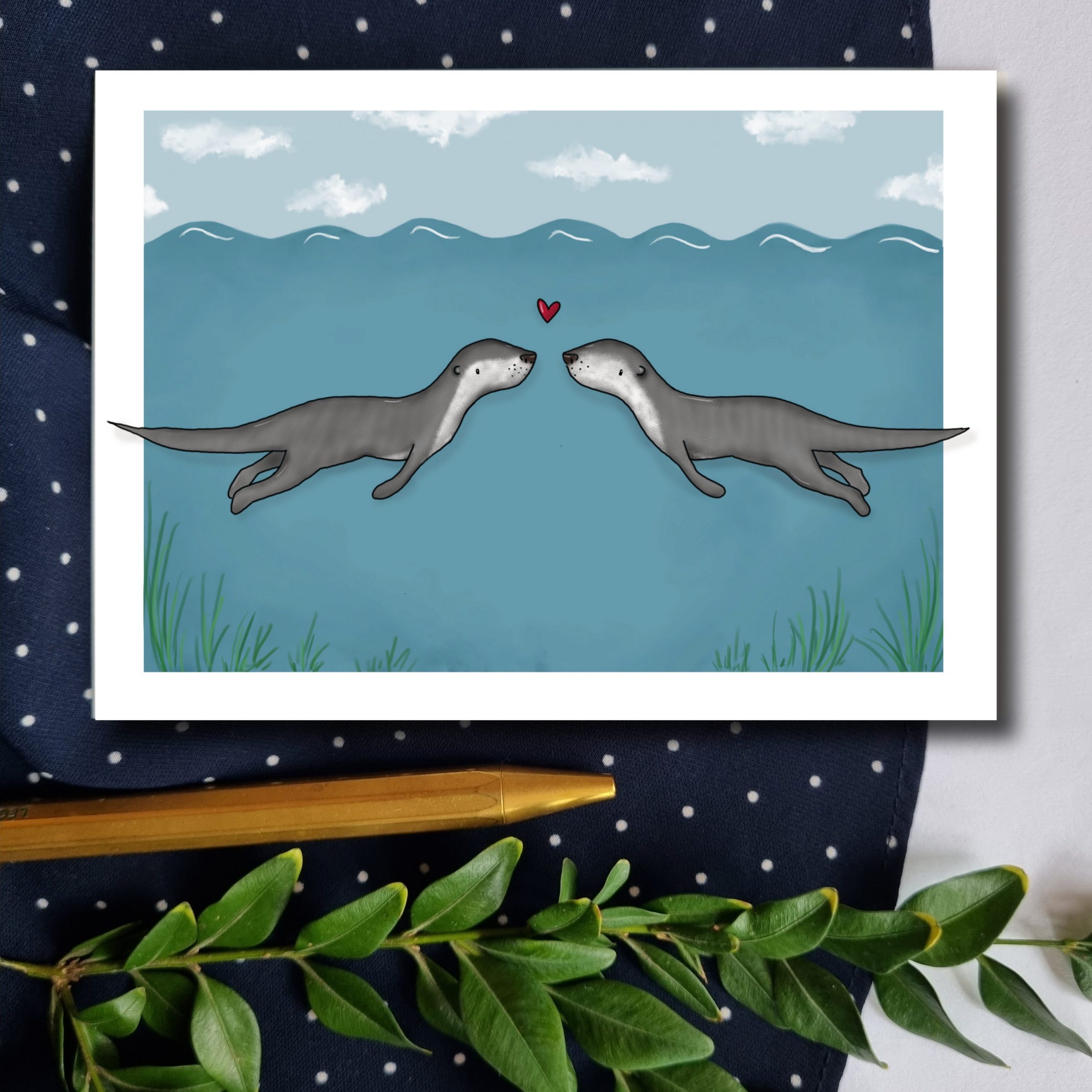 Otter Postkarte verliebt