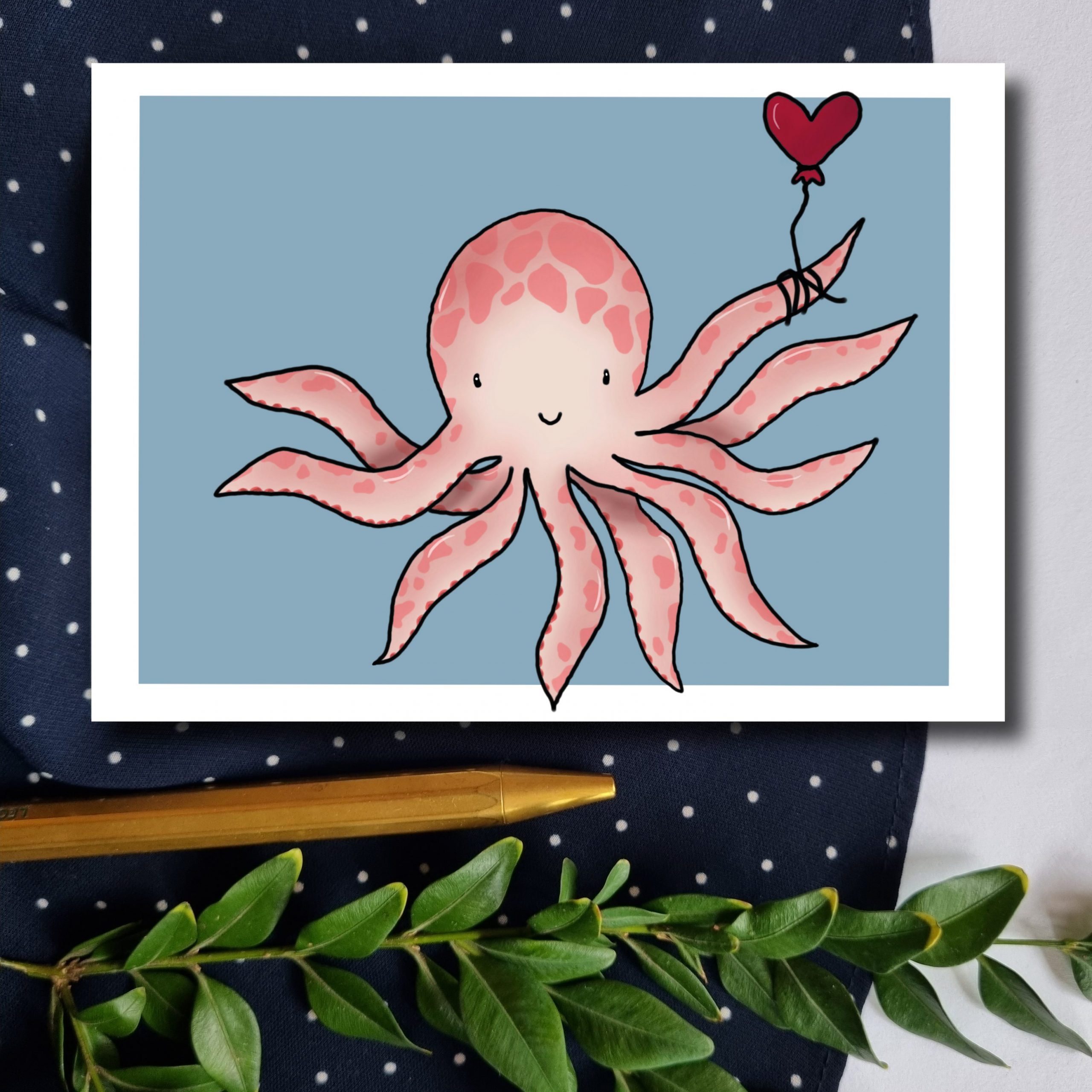 Krake Geburtstagskarte