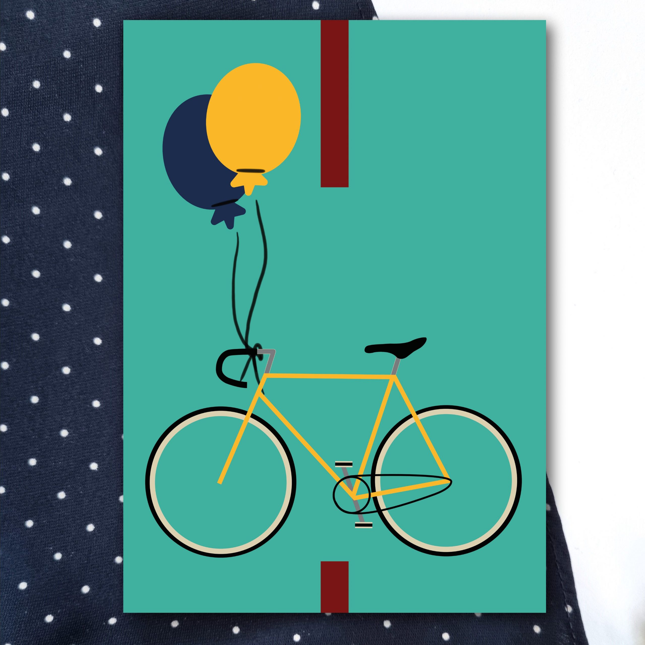 Rennrad-Geburtstagskarte-Tuerkis