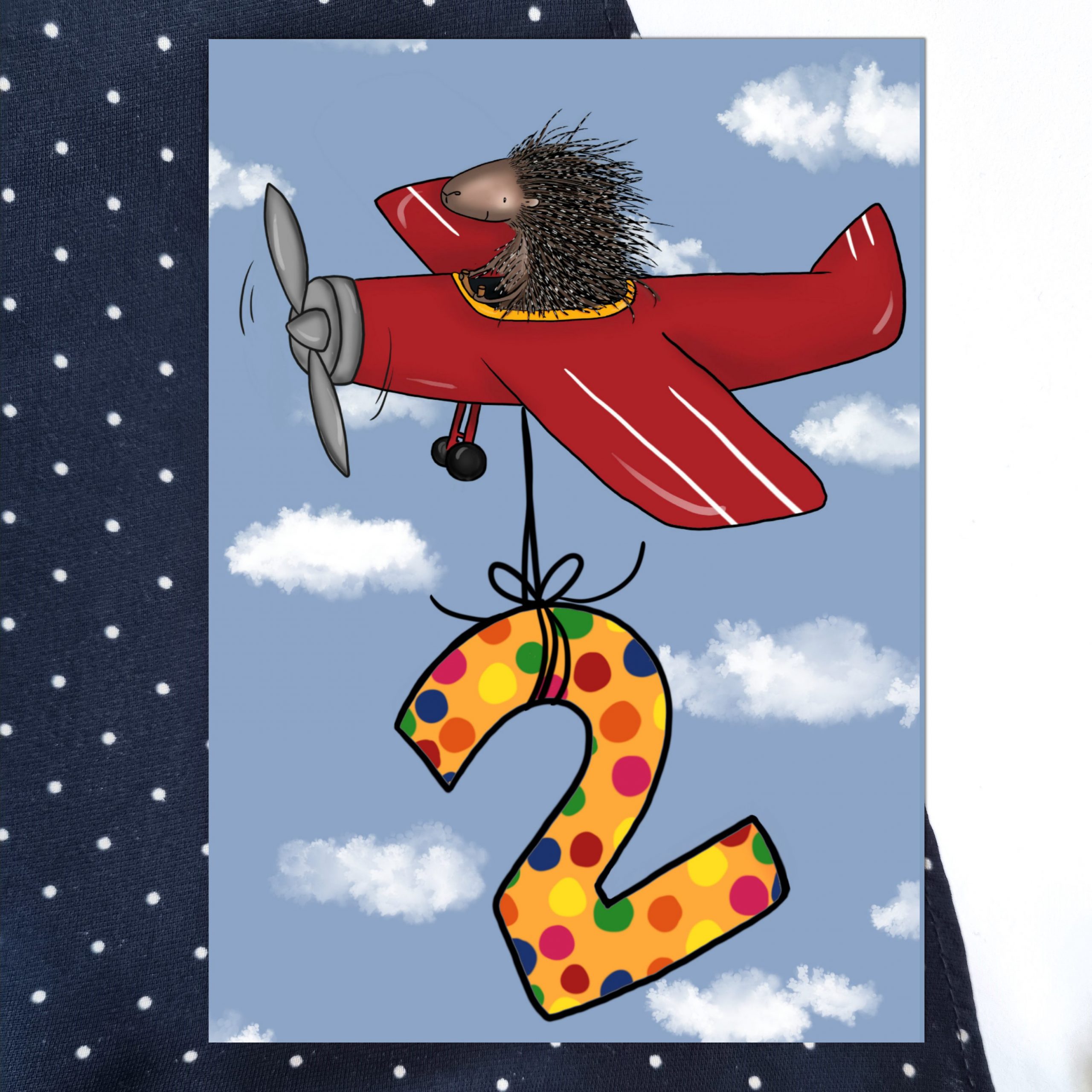 Stachelschwein-zweiter-Geburtstag-Geburtstagskarte