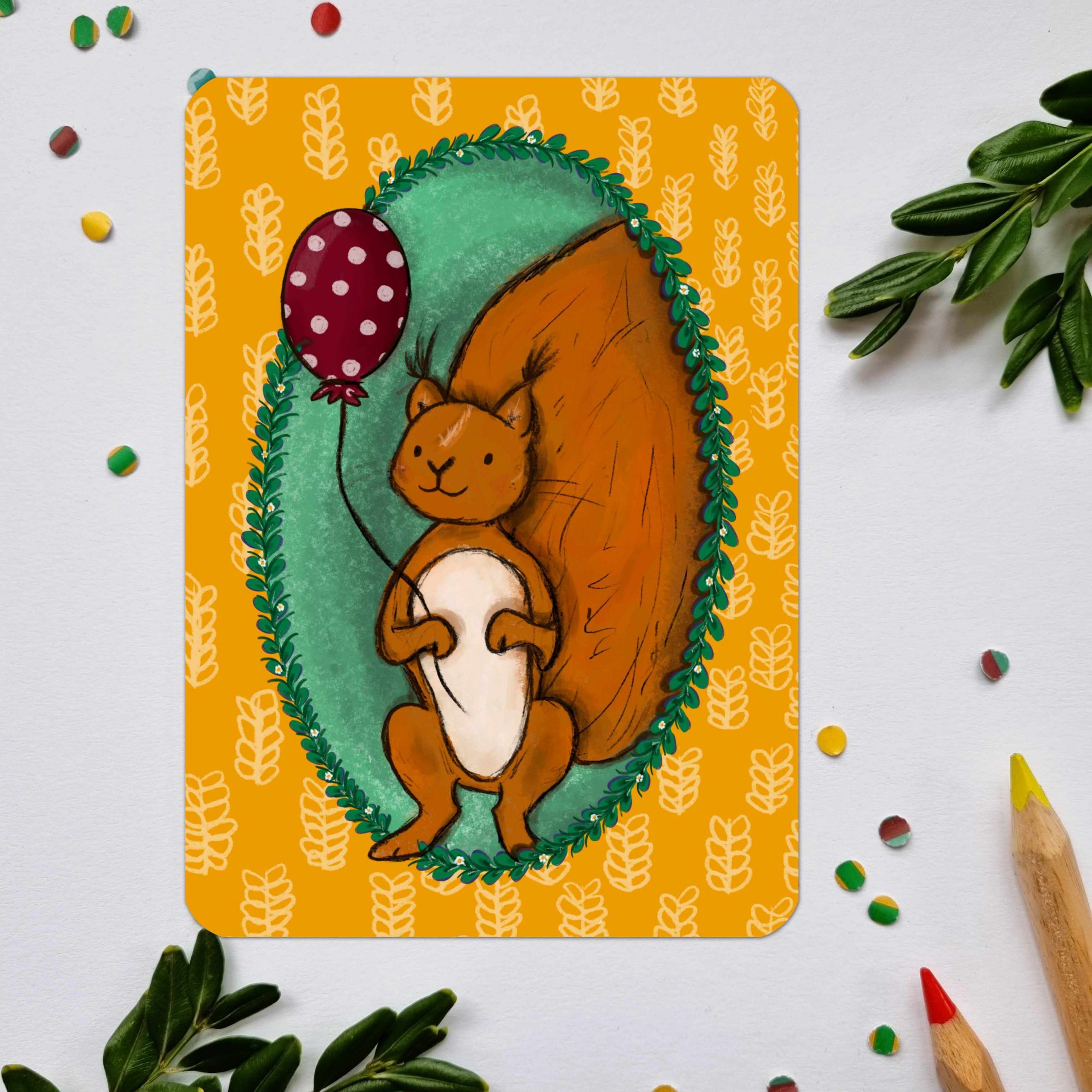 #109 Eichhörnchen Freddy Postkarte Geburtstag