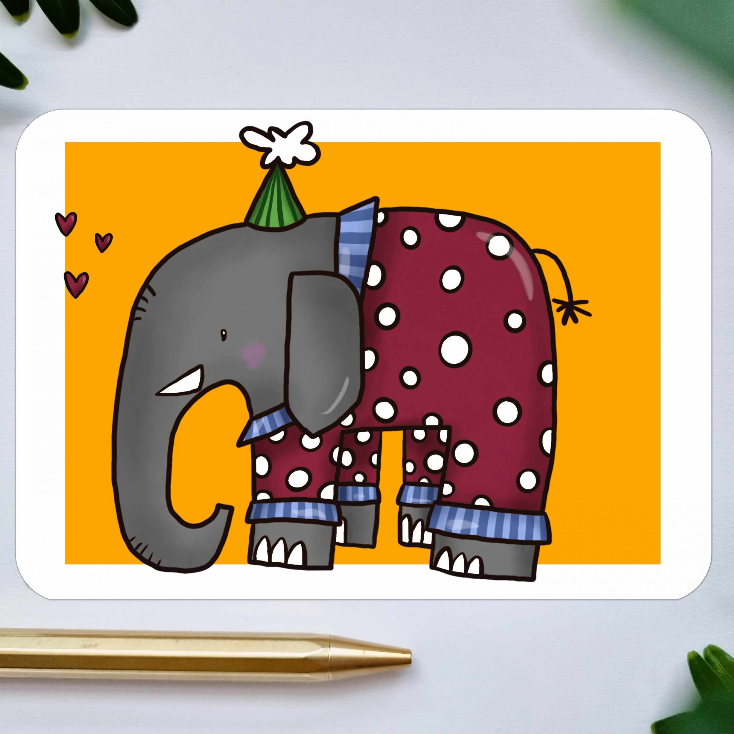 #110 Elefant Plumir Postkarte Grusskarte Geburtstag