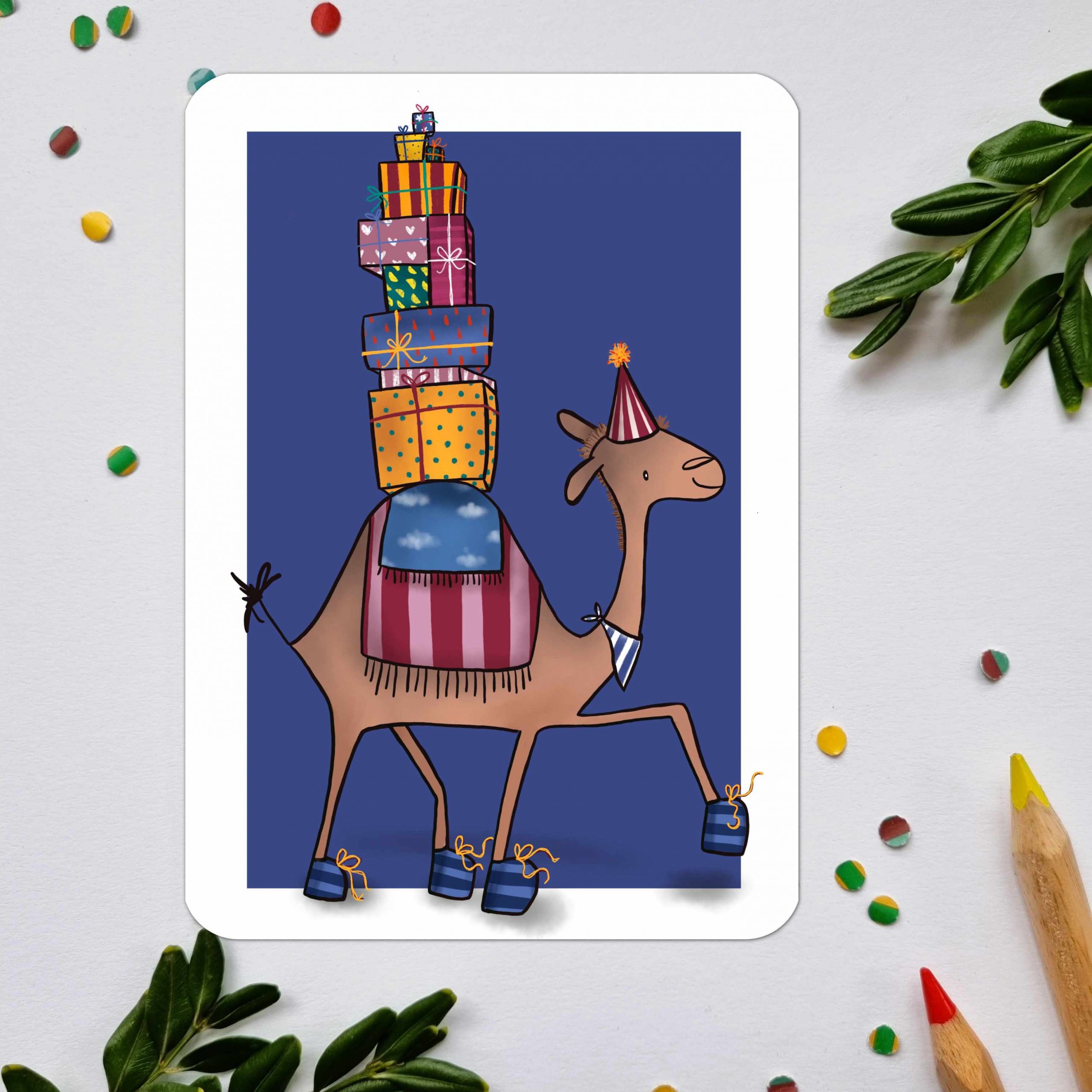 #114 Dromedar Alfredo Grußkarte Geburtstagskarte